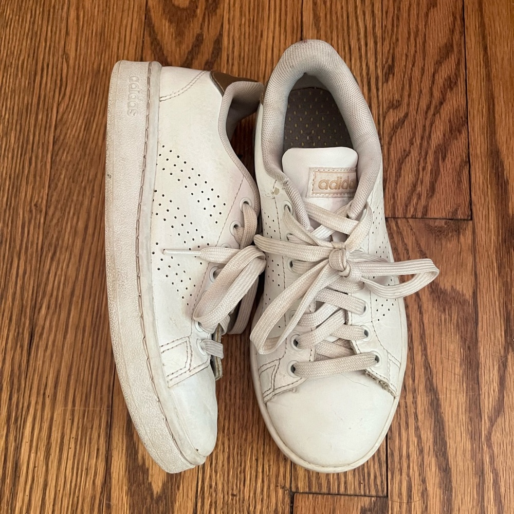 Adidas White and Gold Sneakers